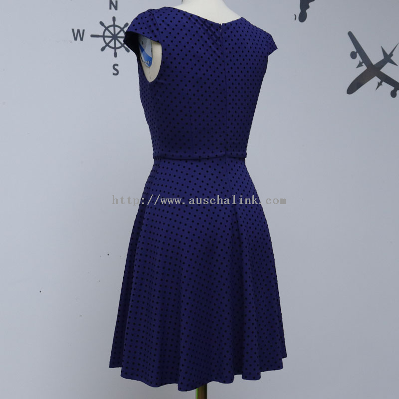 2022 New Short Sleeve Polka Dot High Waist Flared Casual Dress for Women