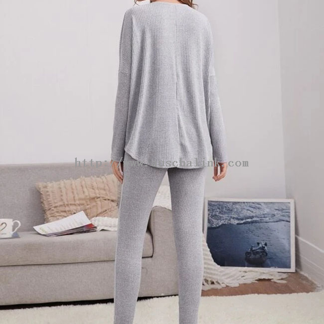 Custom Long Sleeve High Stretch V Collar Off Shoulder Casual Home Suit for Women