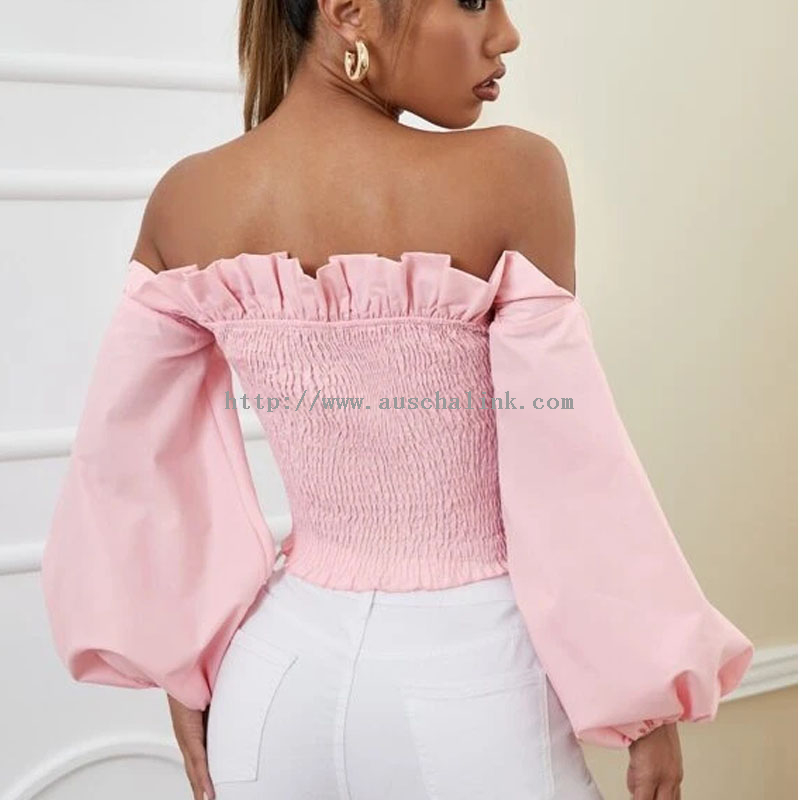New design of fashionable shoulder lantern sleeve flounces clipping short shirt for women