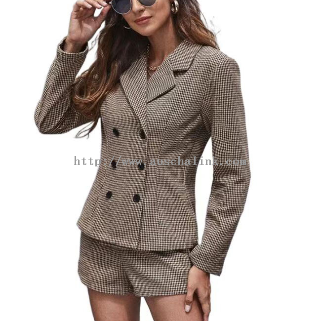 OEM/ODM Double Button Plover Lapel Suit Jacket And Shorts Business Suit for Women