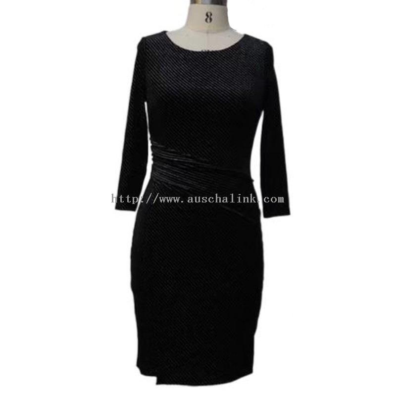 2022 New Black Long Sleeve Round Collar High Waist Sequins Tight Party Dress for Women