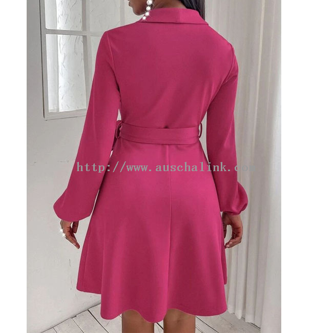 OEM/ODM Elegant Cape Collar Solid Color High Waist Bell Belt Office Casual Dress for Women
