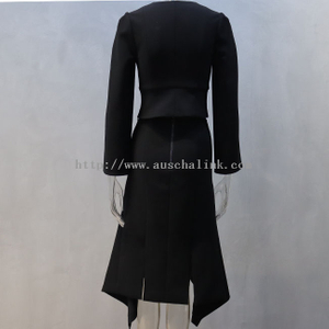 AUSCHALINK New Long Sleeve V-neck Top + Hip Wrap Slim Slit Skirt Work Dress Women