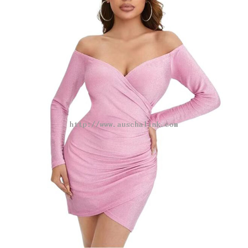 Spring/summer 2022 Off-the-shoulder Ruffle Sequins High-waisted Tight Sexy Dress for Women
