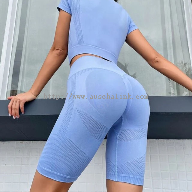 Casual Ragged-sleeve Seamless Short Blazer And Biker Shorts Tracksuit for Women