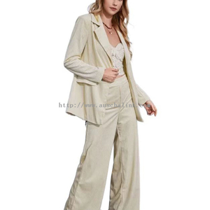 2022 Spring And Autumn Lapel Corduroy Suit Jacket And Trousers Two-piece Professional Women