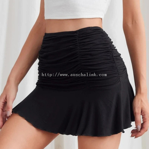 The New Summer Black Ruffles High-waisted Flounces Hemline Tight Skirt for Women